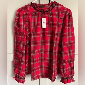 NWT Ann Taylor Loft Christmas Plaid Blouse - Size Small